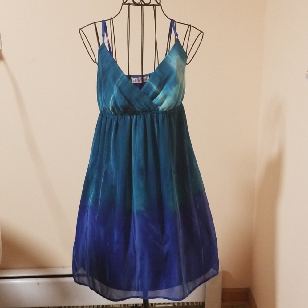 As U Wish green & blue mini dress size S